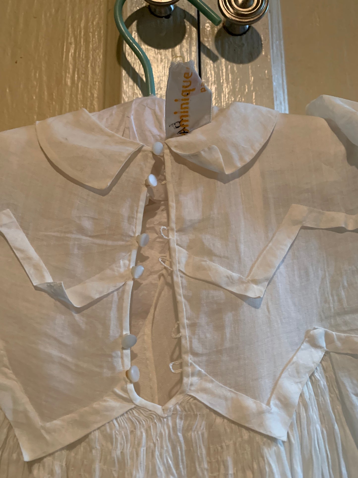 White Cotton Voile Cotton Christening Gown with Slip circa 1920s