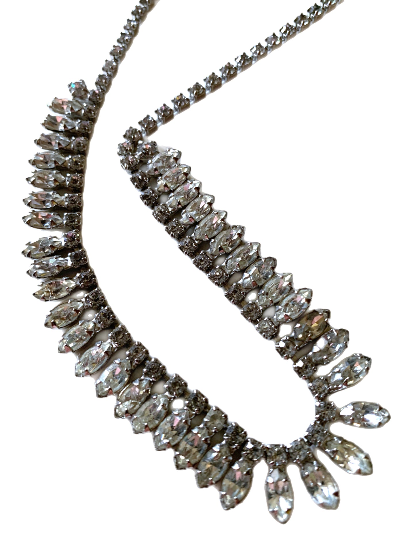 Clear Rhinestone Toothed Front Necklace circa 1950s