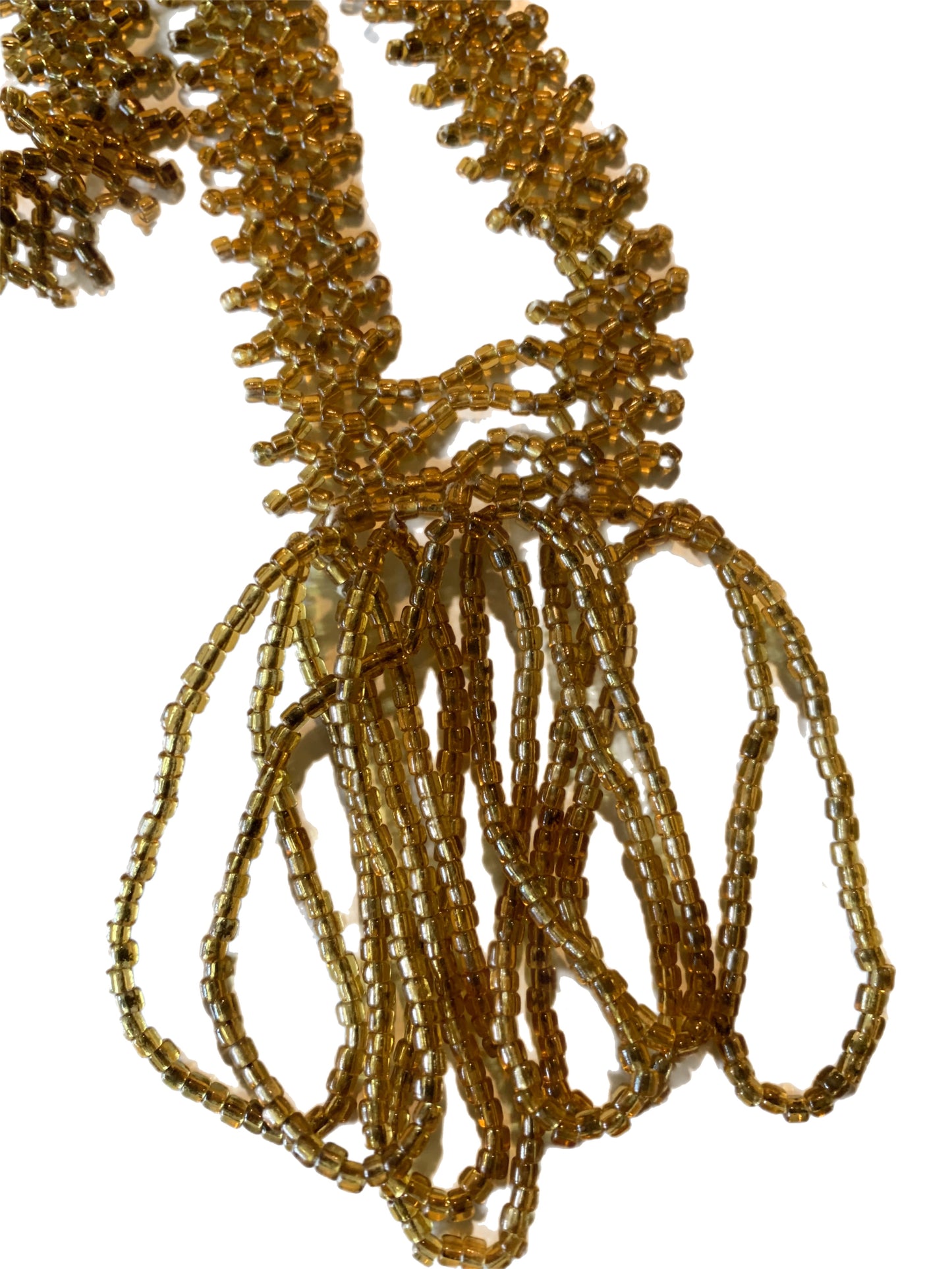 Honey Colored Glass Bead Sautoir Necklace circa 1920s