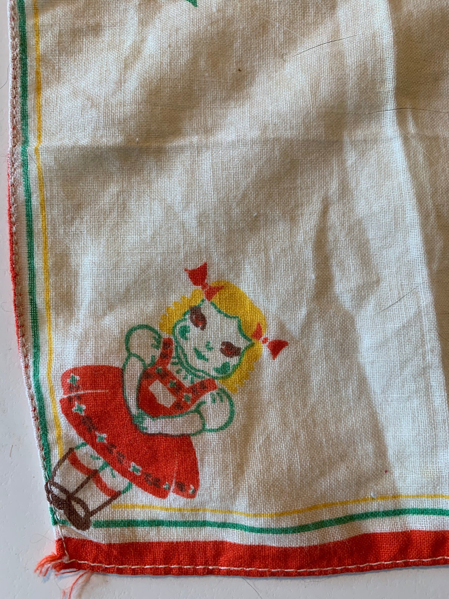 Little Dolly Print Handkerchief circa 1940s