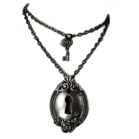 Lottie- the Lock and Key Pendant Double Chain Necklace