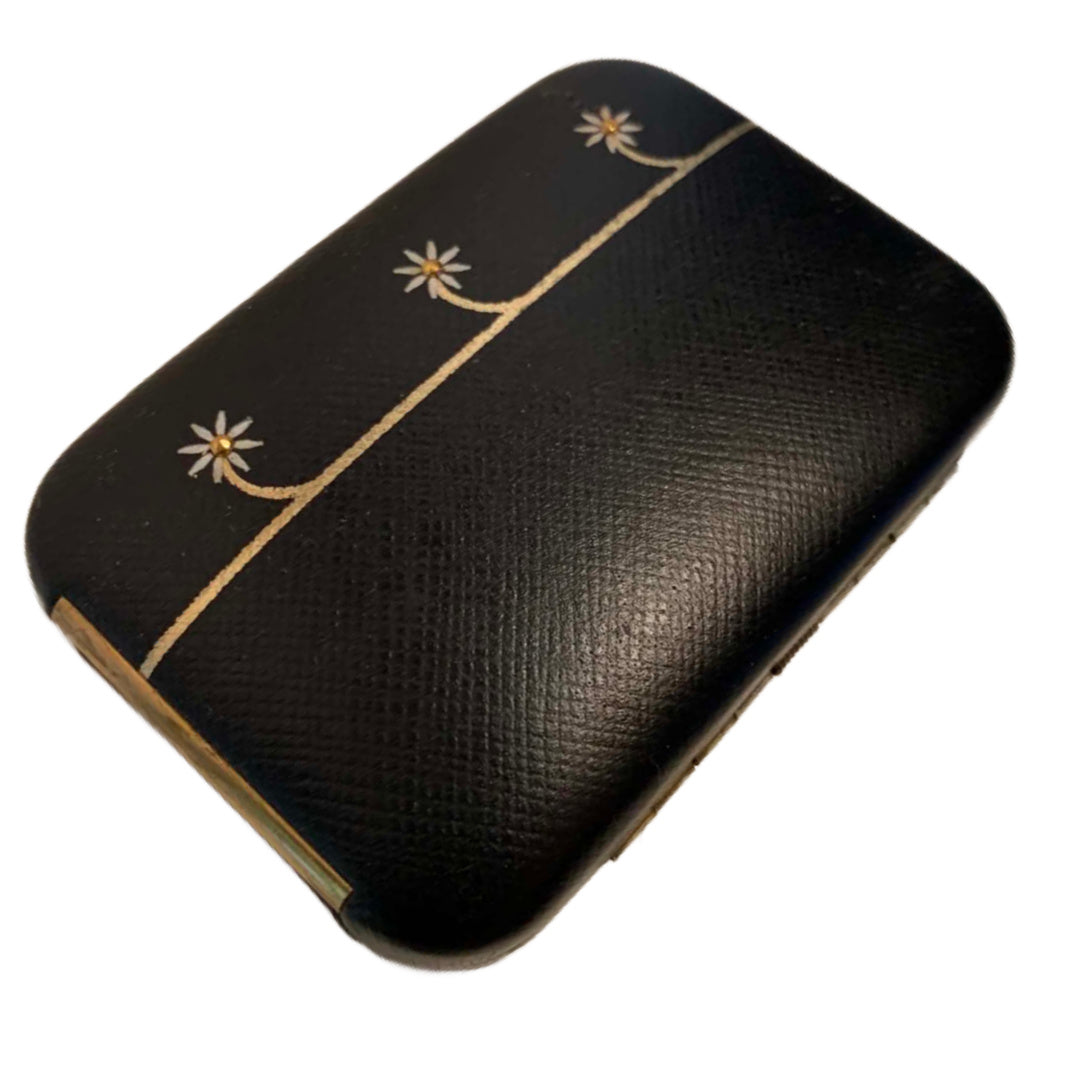 Black Hard Side Key-Tainer Key Case with Daisies circa 1970s