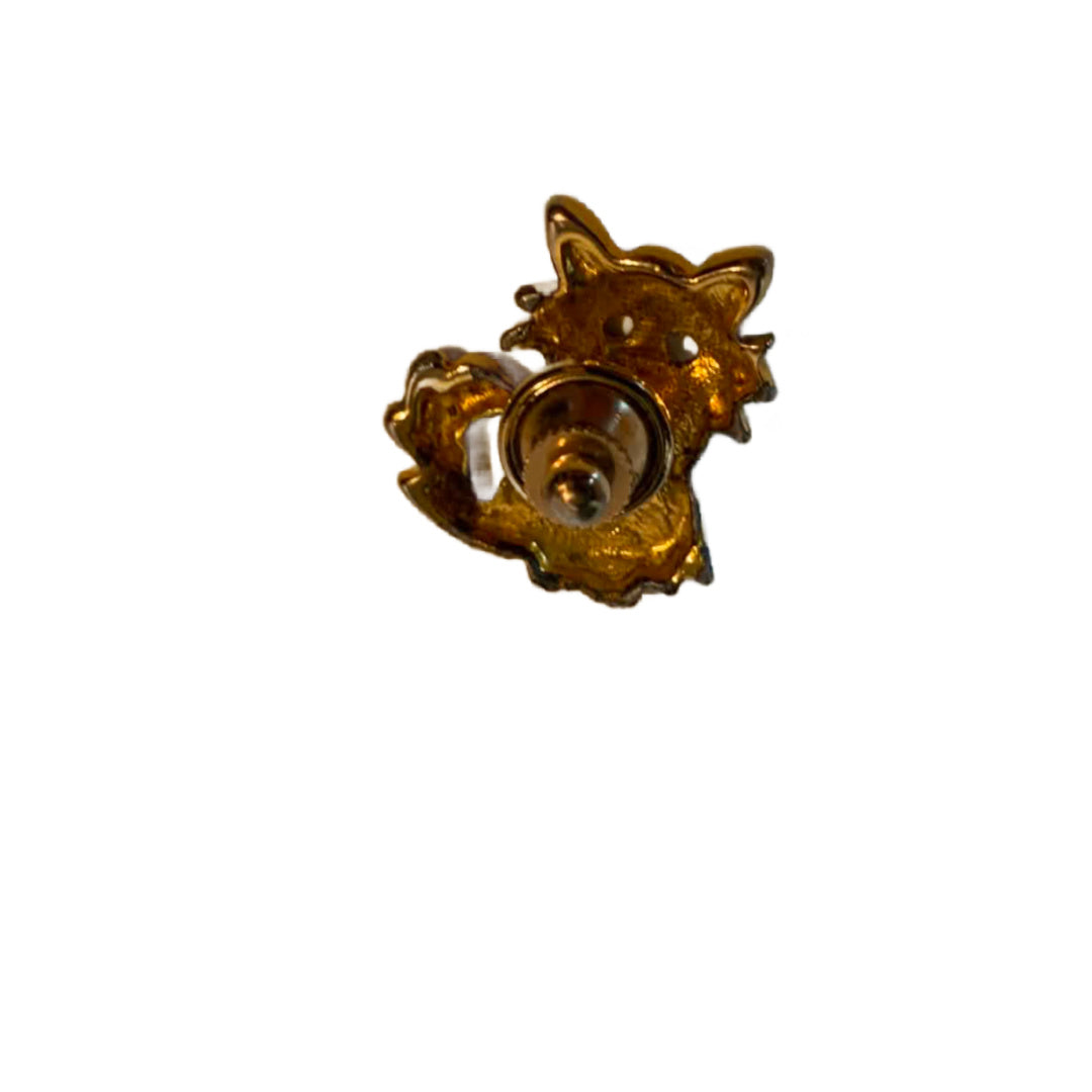 Rhinestone Dotted Kitty Cat Lapel Scatter Pin circa 1970s