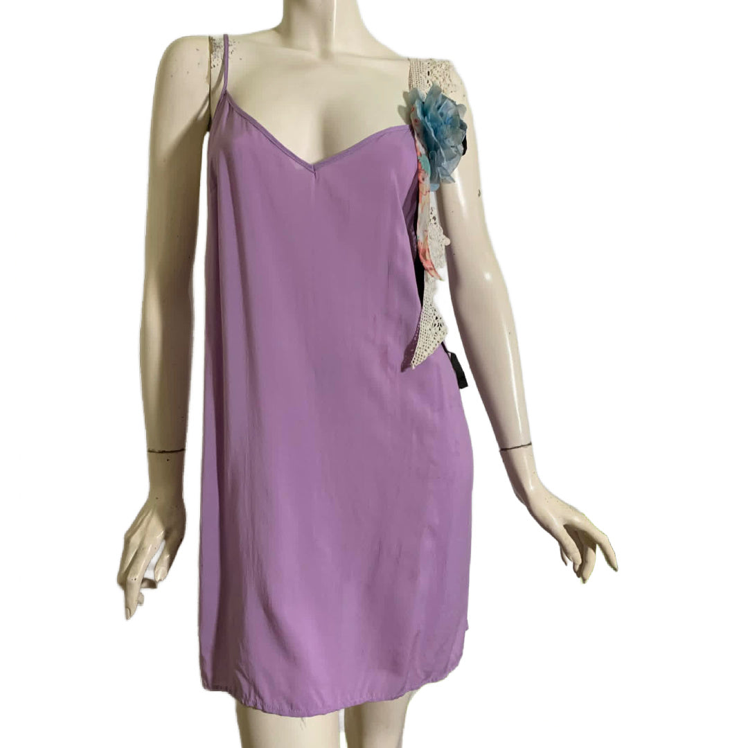 Pageant Girl Lavender Reimagined Cotton Slip Dress with Vintage Millinery, Lace and Ribbons
