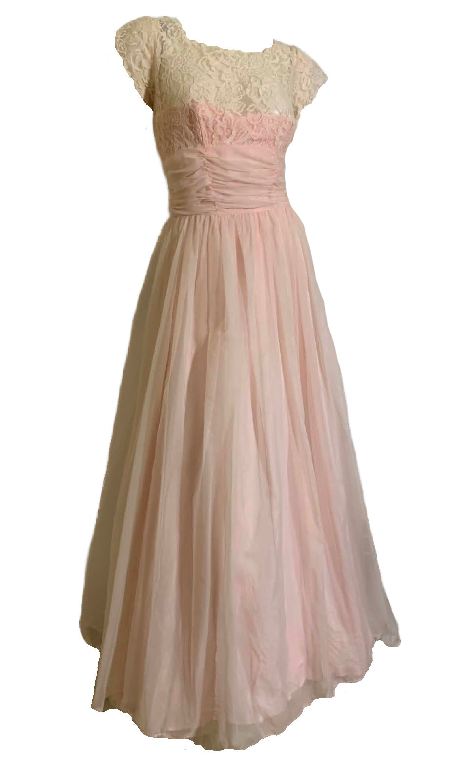 Candy Floss Pink Lace and Chiffon Dress circa 1960s