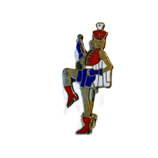 Tiny Enameled Metal Collar Pin Majorette Girl circa 1960s