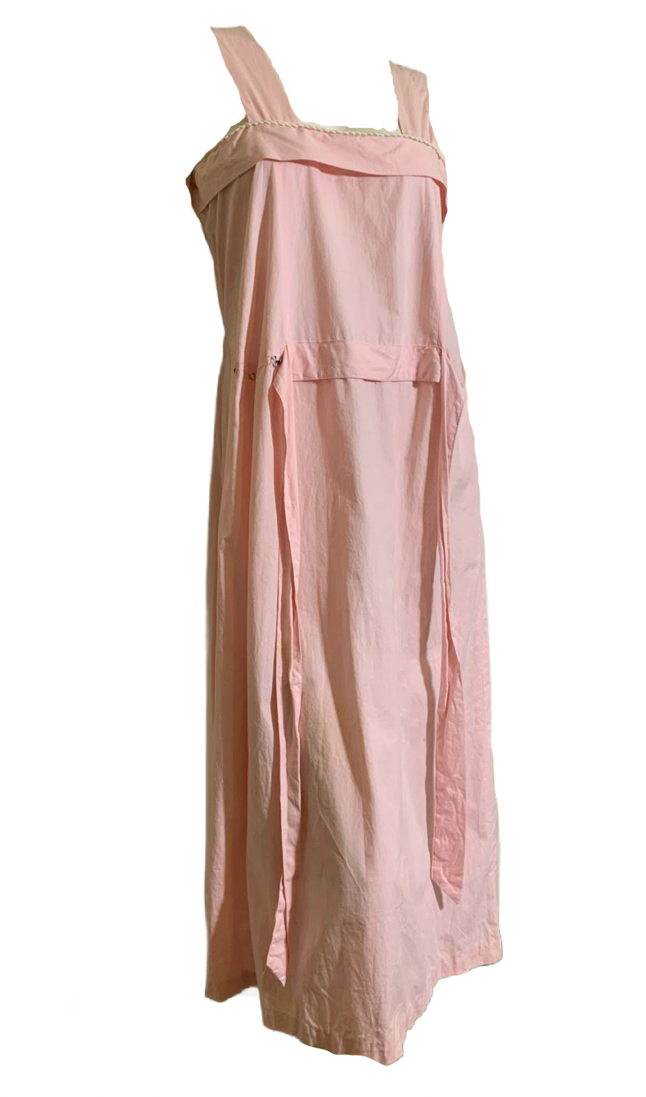 Sweet Pink Cotton Maternity Sun Dress Adjustable Waist circa 1940s