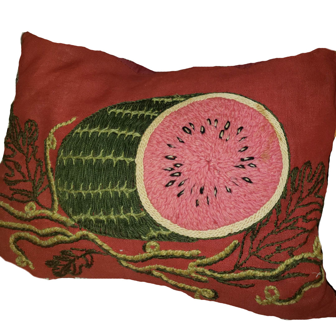 Early 1900s Embroidered Watermelon Pillow