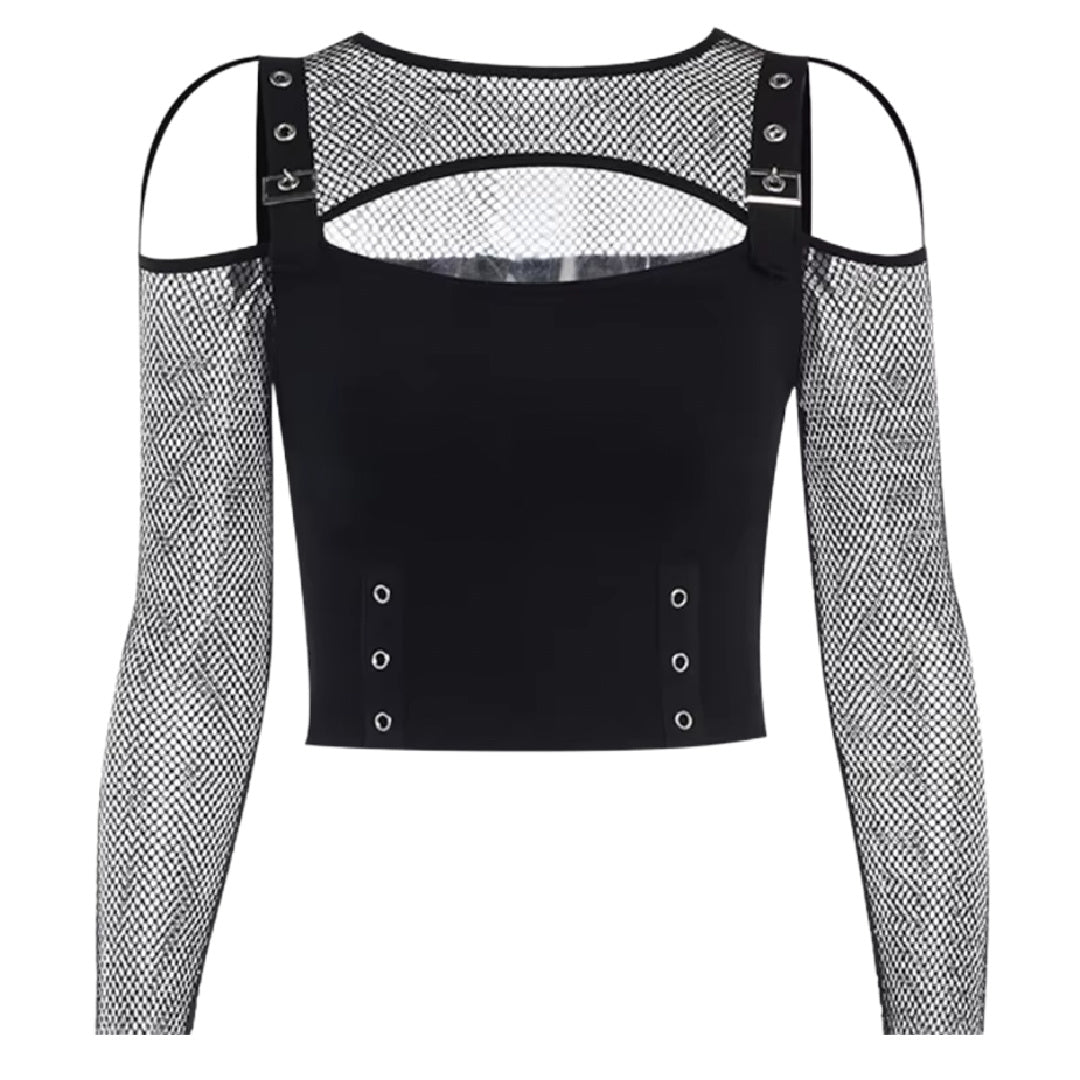 Net Profit- the Fishnet and Buckles Long Sleeved Shirt