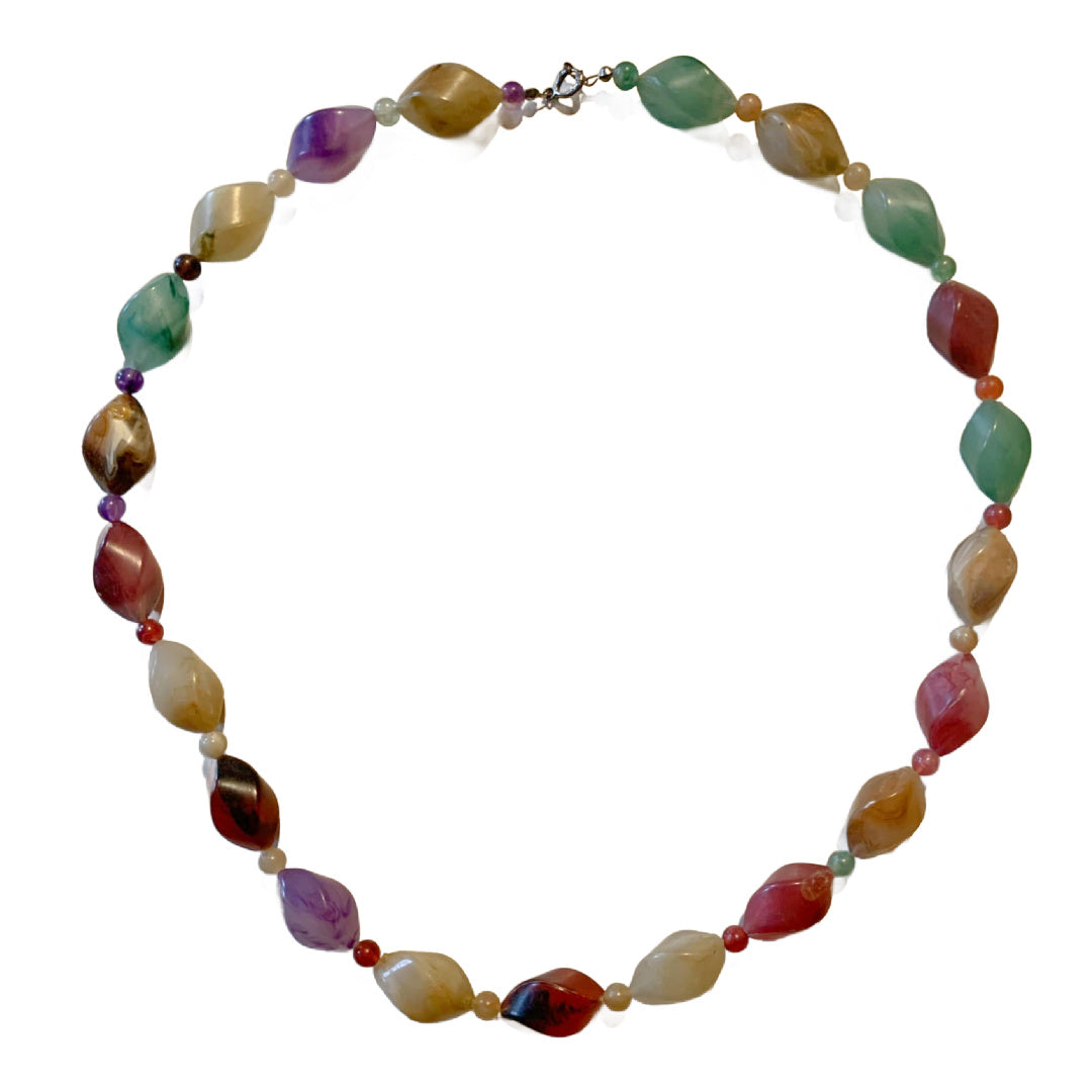 Candy Colored Twisted Bead Necklace circa 1960s