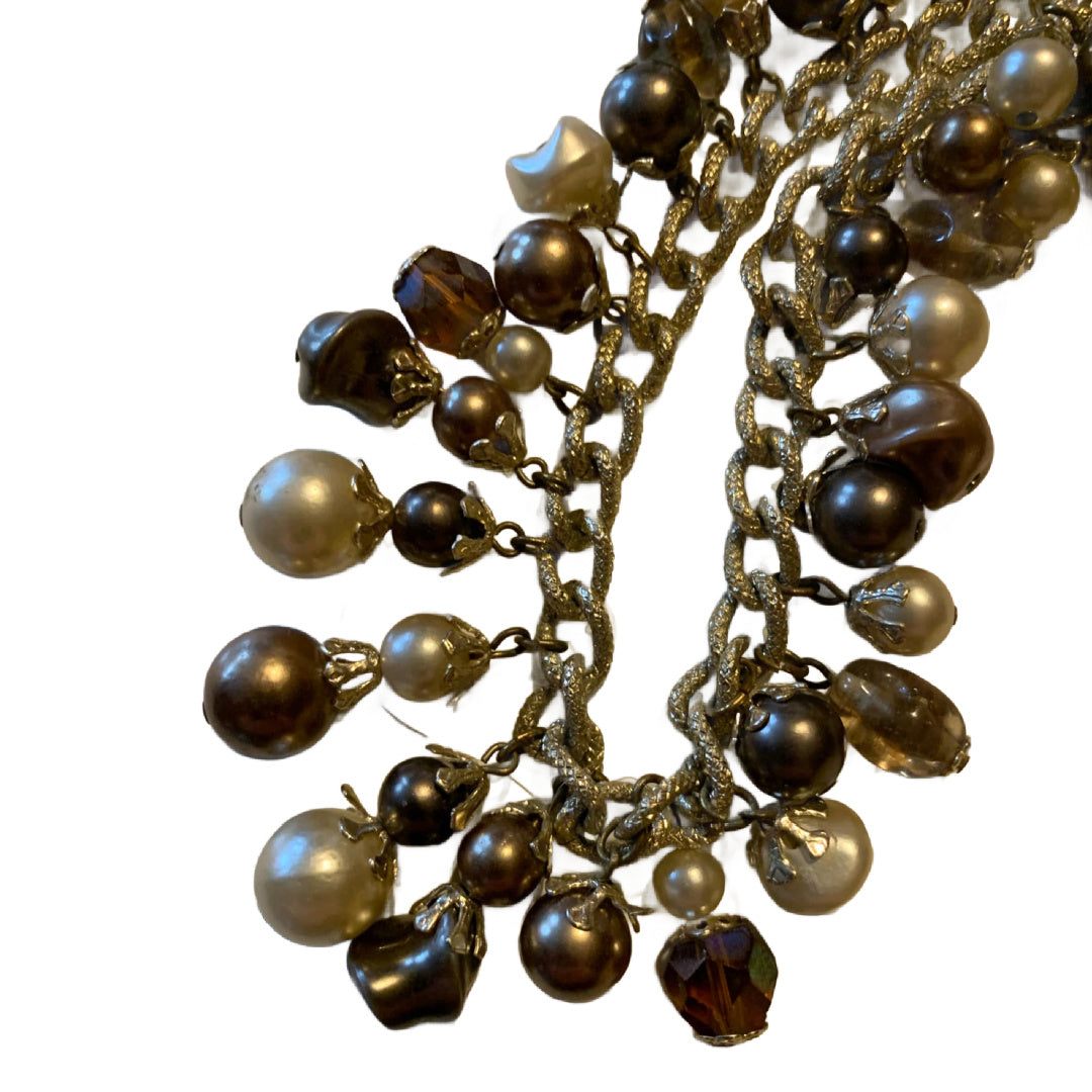 Dangling Faux Pearl Chain Necklace circa 1960s