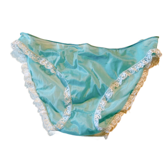 Aqua Blue Sheer Nylon Lace Trimmed Pajama Panties circa 1960s