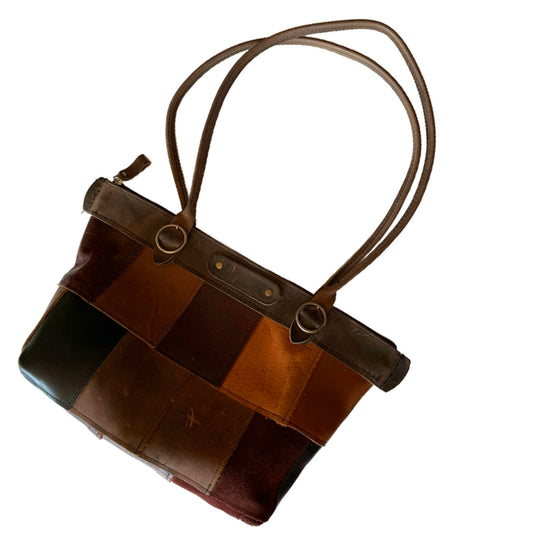 Leather Fall Colored Patchwork Handbag circa 1990s