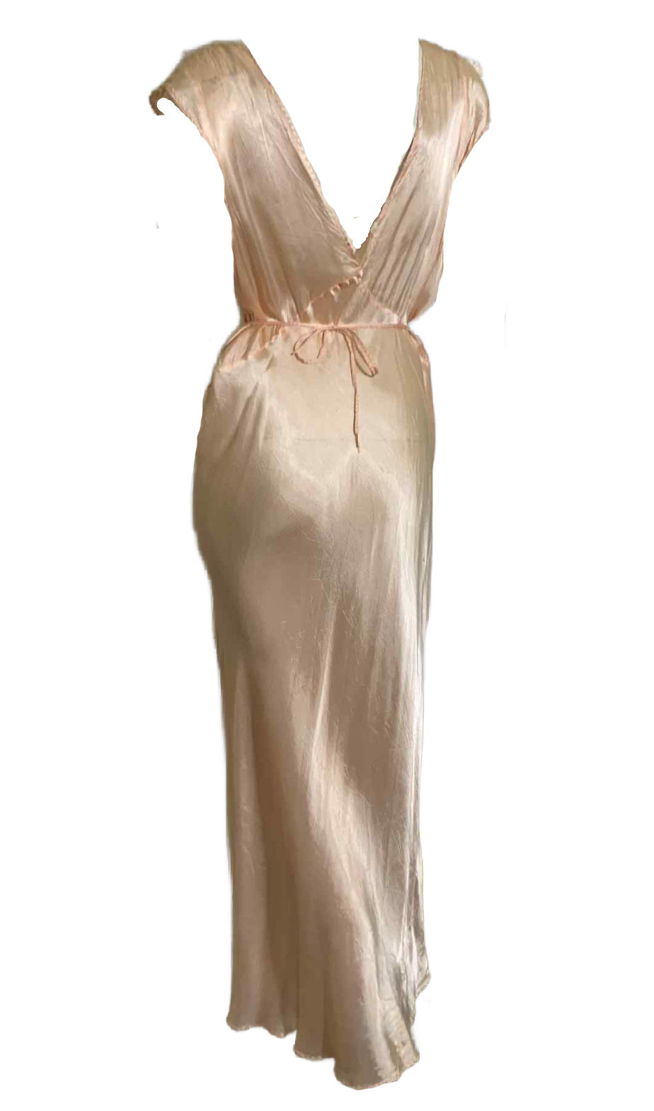 Pretty Peach Low Back Bias Cut Nightgown circa 1940s L