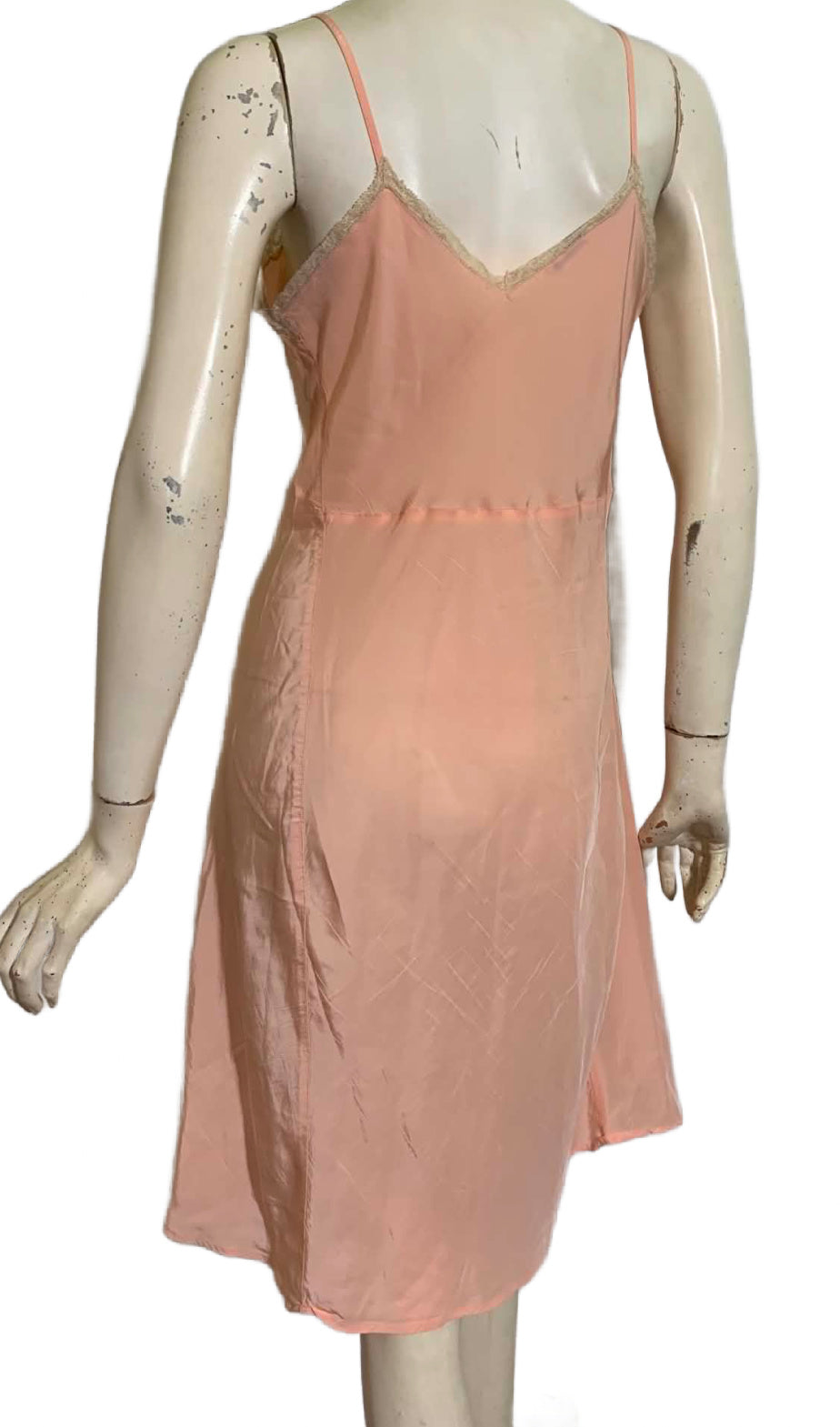 Peach Embroidered & Lace Trimmed Full Slip circa 1940s