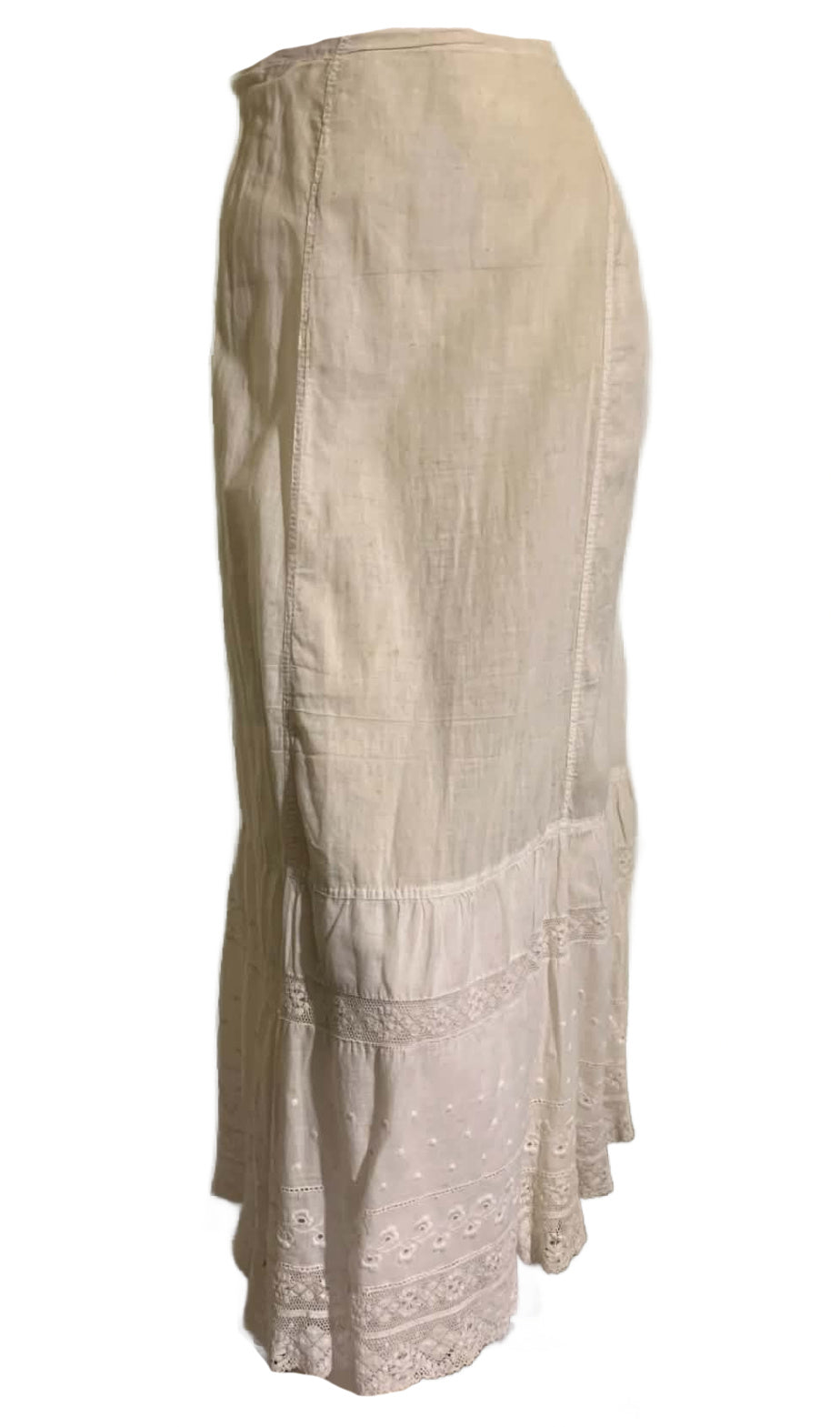 White Cotton Petticoat with Embroidery and Lace Skirt circa 1890s