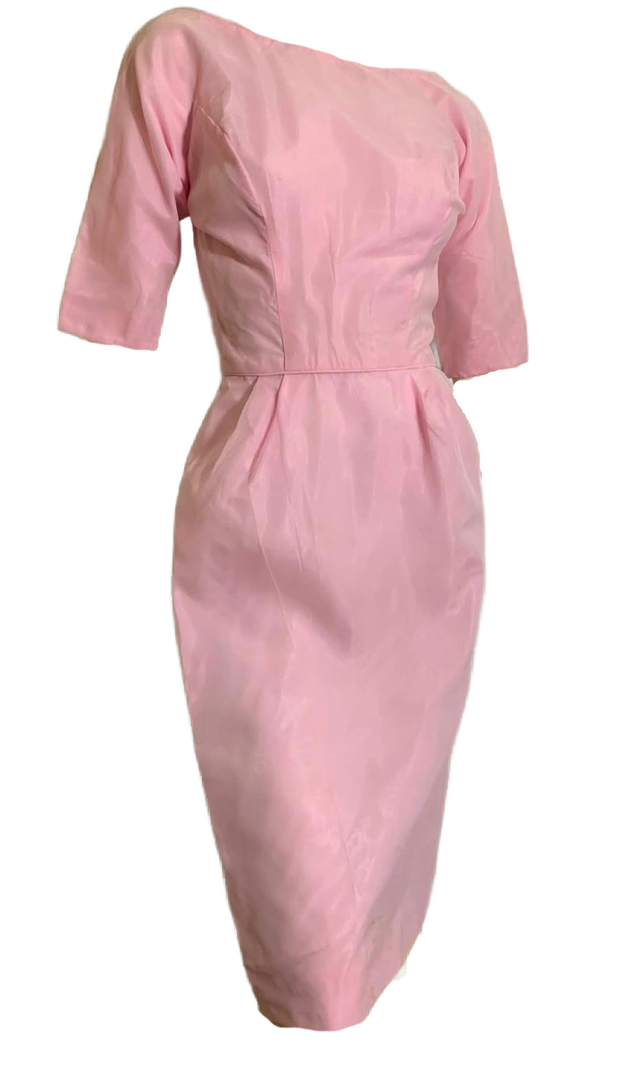 Baby Pink Cocktail Dress with Overskirt and Bow Dress circa 1960s