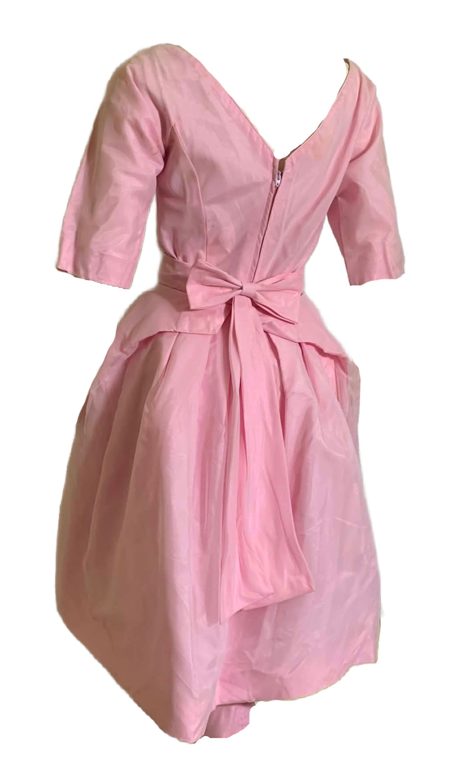 Baby Pink Cocktail Dress with Overskirt and Bow Dress circa 1960s