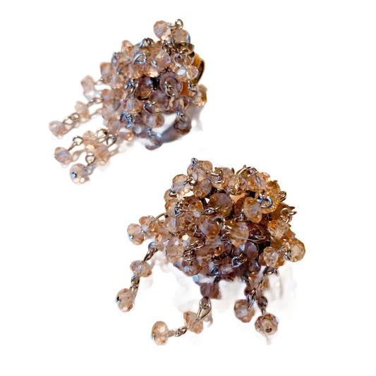 Sparkling Pink Rhinestone Trembler Clip Earrings circa 1960s