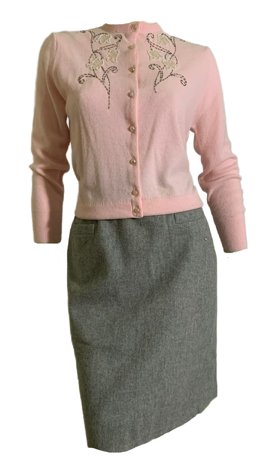 Grey Wool Pencil Skirt circa 1960s