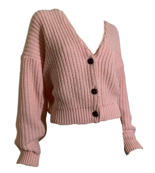 Candy Pink Classic Cardigan Sweater circa 1980s