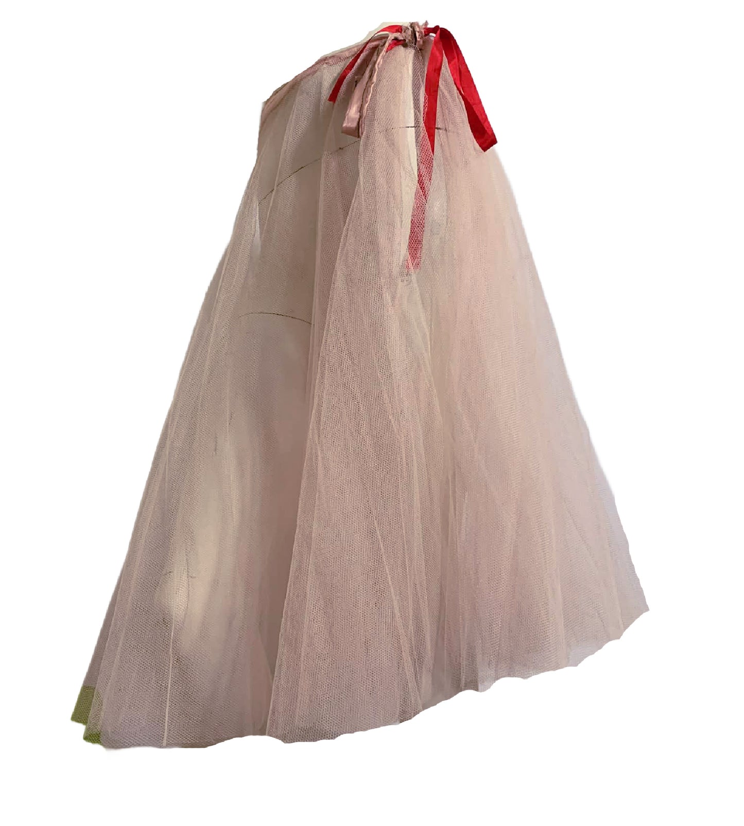 Ballerina Pink Tulle Crinoline Red Ribbon circa 1960s