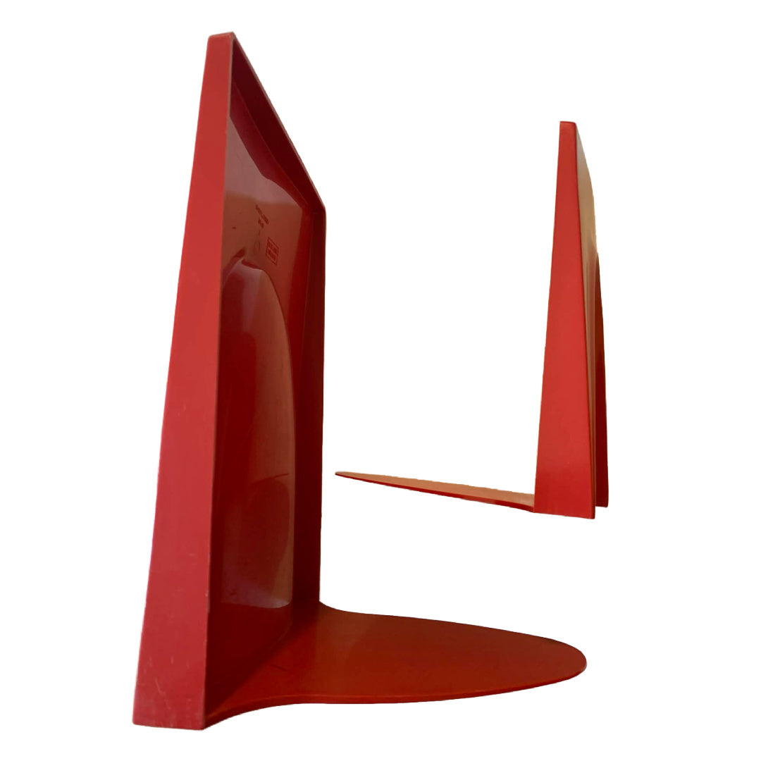 MCM Red Plastic Bookends Set 2 Sizes 1960s