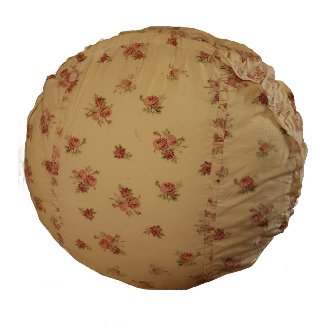 Pretty Pink Rose Print Round Pillow