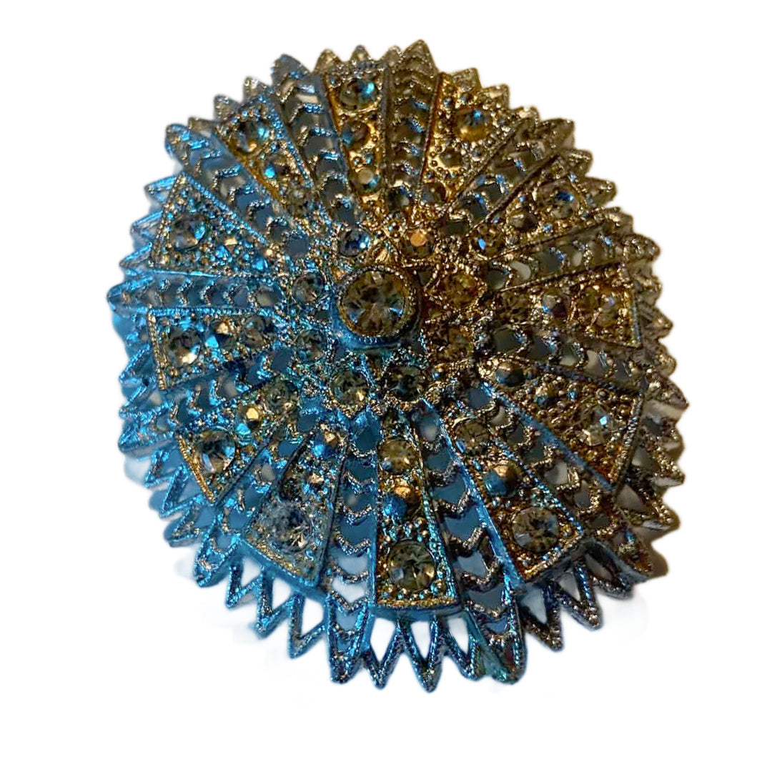 Sparkling Clear Rhinestone Oval Statement Brooch circa 1930s