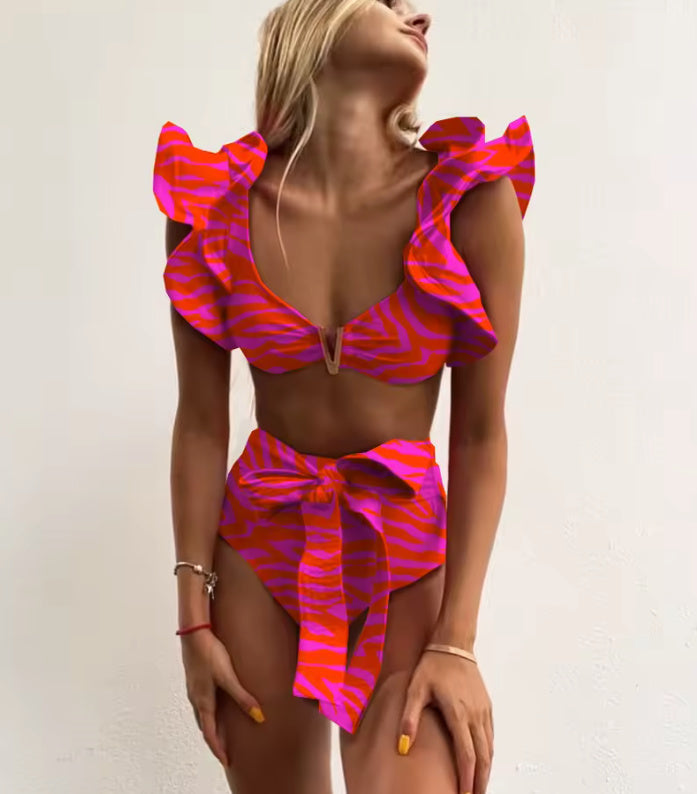 Ruff Cut- the Ruffled Shoulder Two Piece Swimsuit 8 Colors