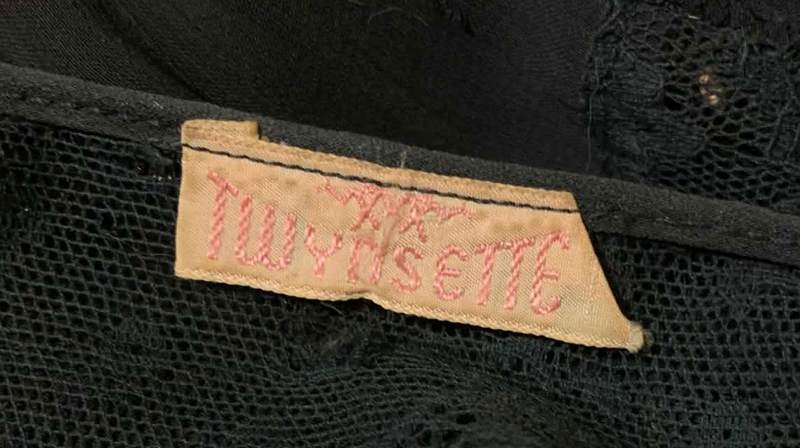 Sultry Sheer Black Lace Trimmed Boudoir Robe circa 1940s
