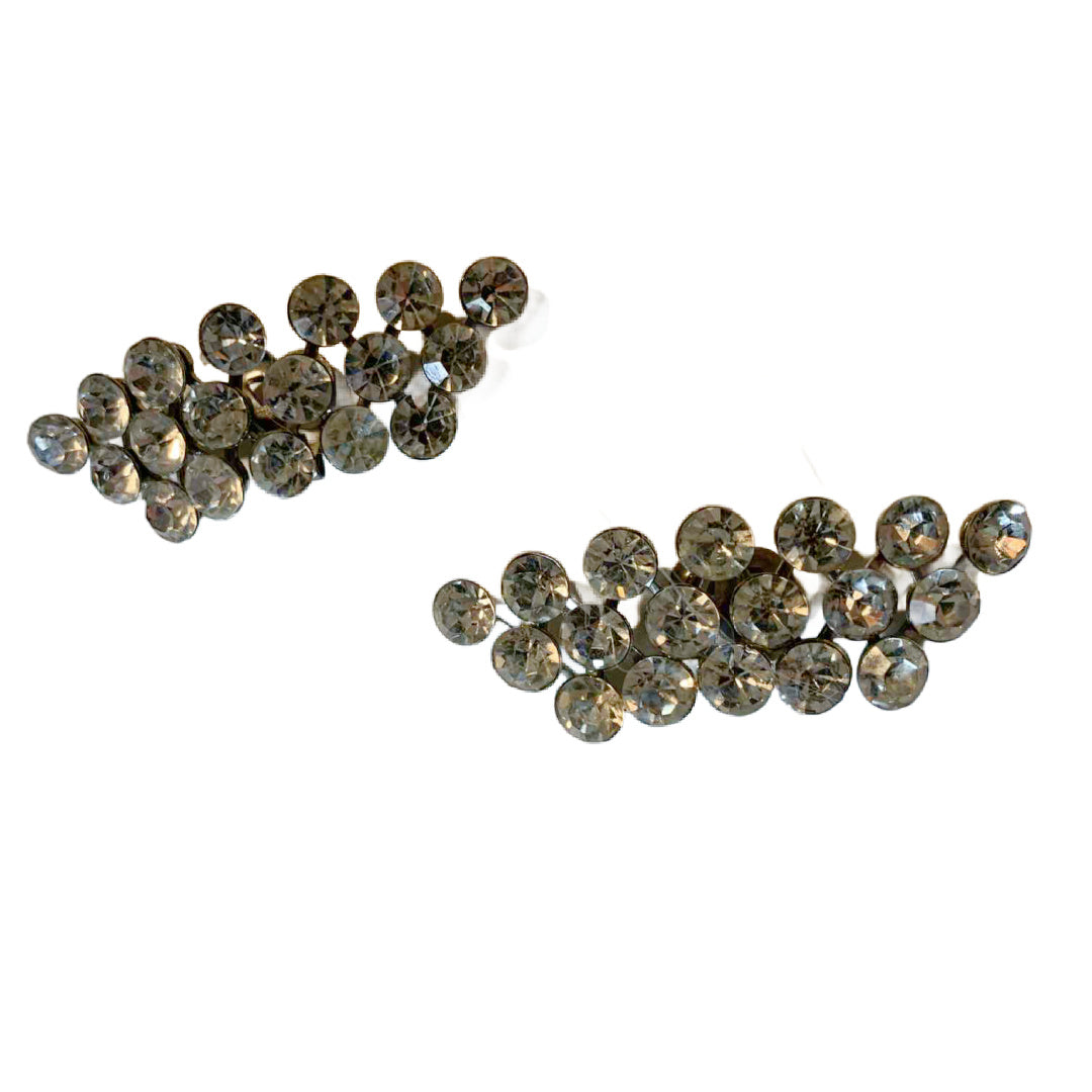 Clear Rhinestone Prong Set Shoe Clips circa 1940s
