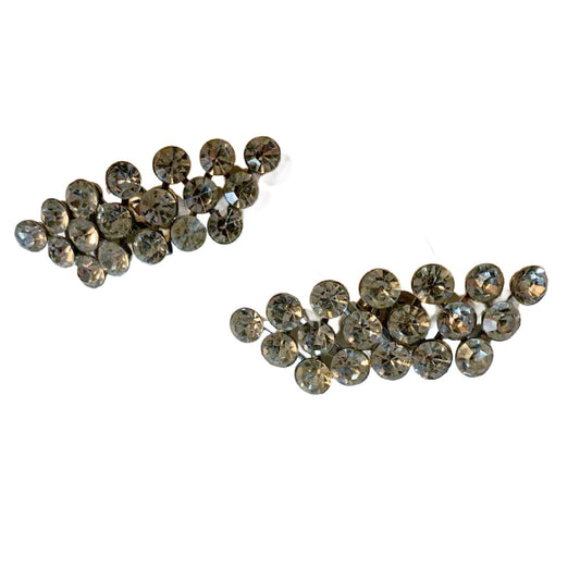 Clear Rhinestone Prong Set Shoe Clips circa 1940s