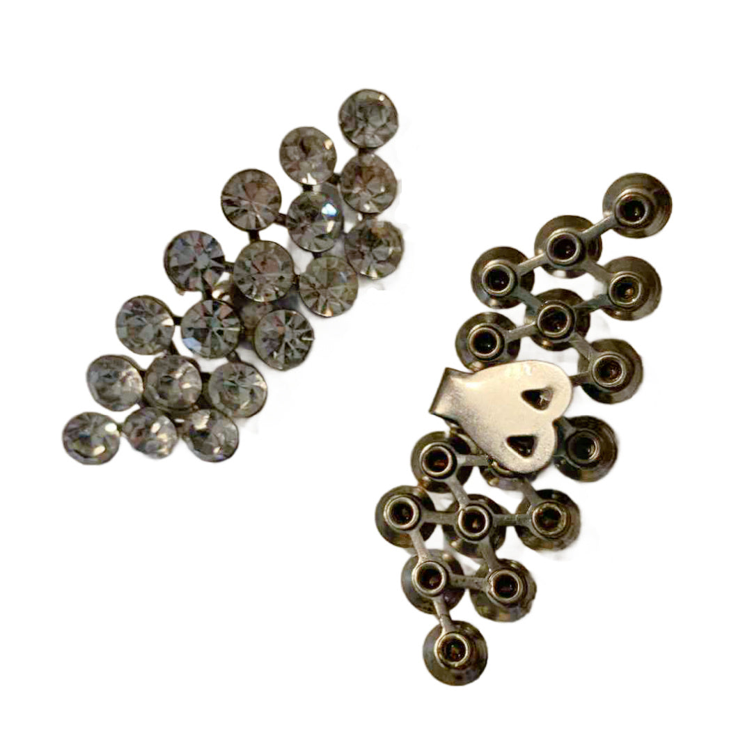 Clear Rhinestone Prong Set Shoe Clips circa 1940s