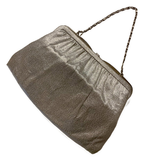 Metallic Silver Fabric Covered Chain Strap Handbag circa 1960s