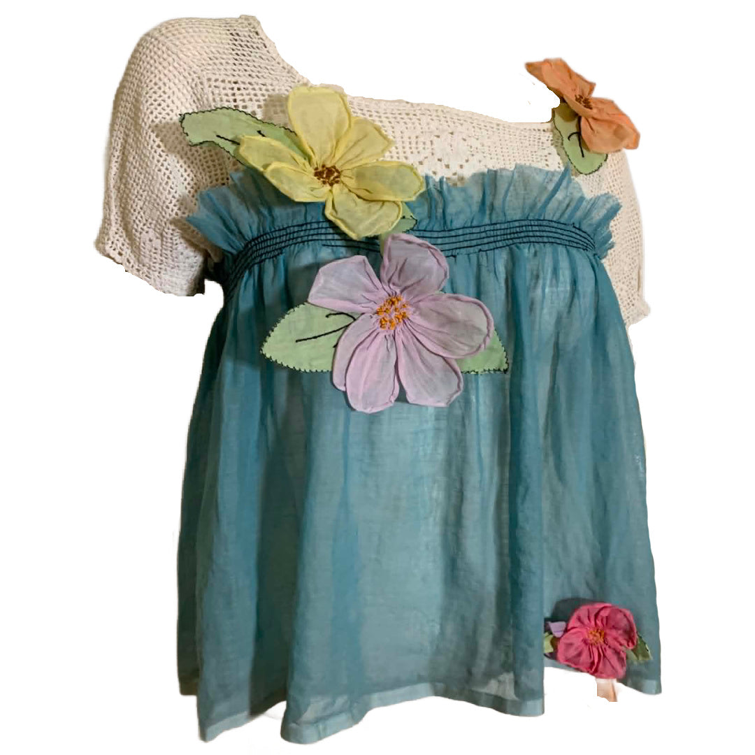 Babyface- the Reimagined Edwardian and 1920s Textile Mix Babydoll Top
