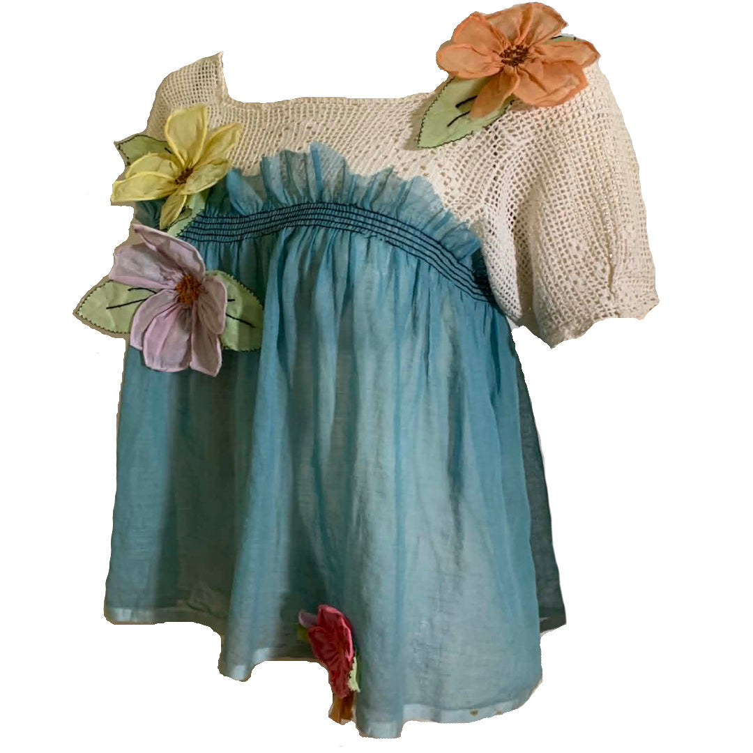 Babyface- the Reimagined Edwardian and 1920s Textile Mix Babydoll Top