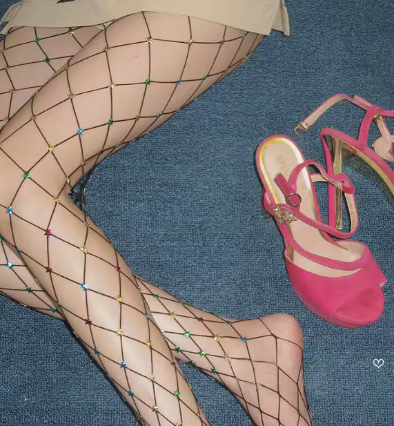 Starla- the Star Studded Large Net Fishenet Tights
