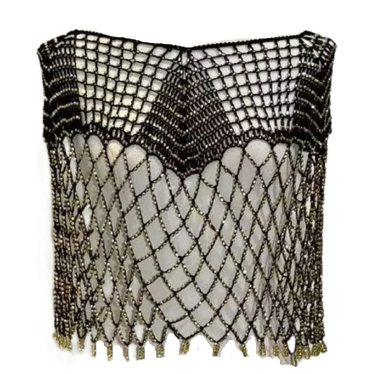 Trixie- the Beaded Mesh Art Deco Top