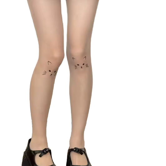 Tatted- the Kitty or Star Tattoo Look Tights 3 Styles