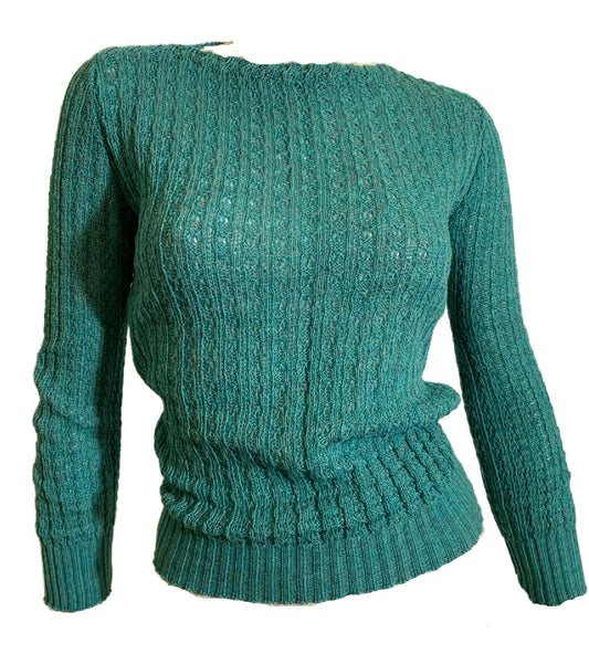 Teal Blue Long Sleeved Sweater circa 1970s