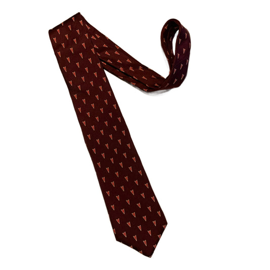 Wine Silk Tie with Red Star Trek Style Design circa 1990s
