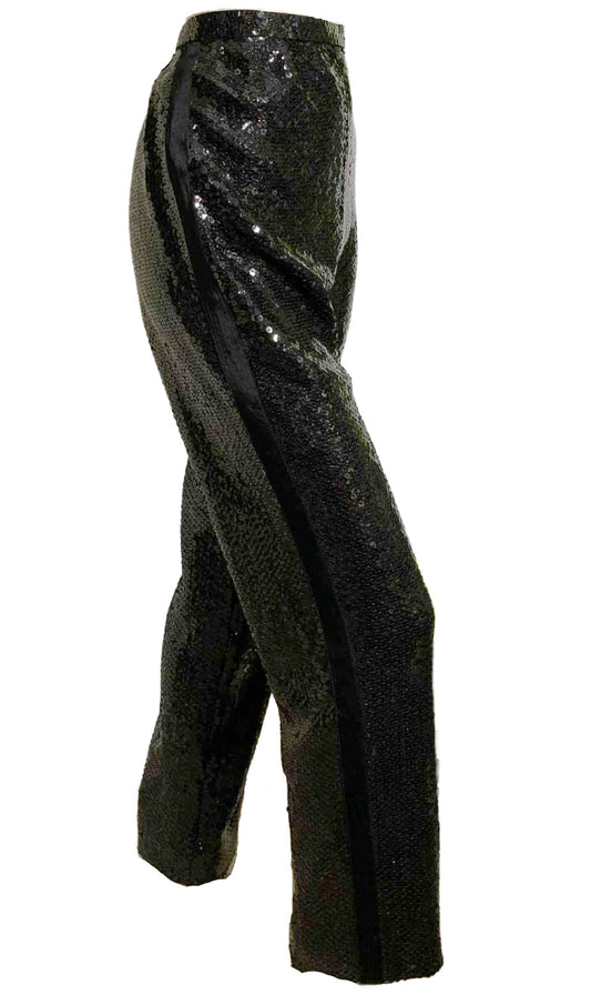 Tuxedo Style Black Sequined Pants circa 1990s/2000s