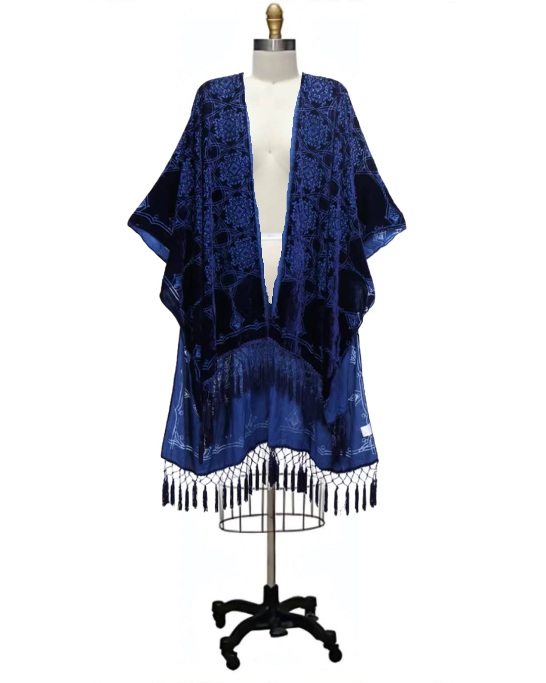 Lida- the 1920s Inspired Burnout Velvet Fringed Kimono 36 Colors and Styles