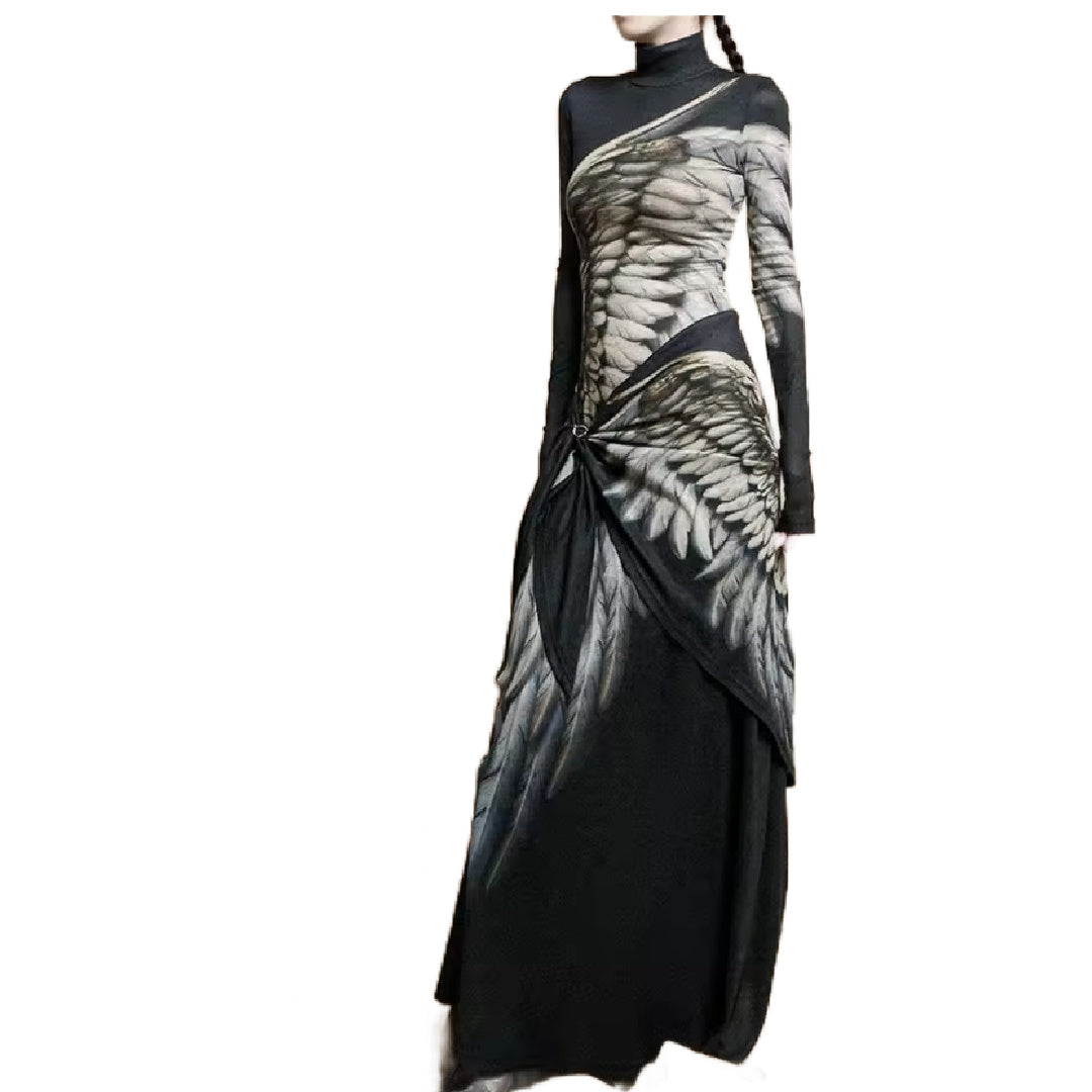Nike- the Black and Wing Feather Wing Dress and Scarves