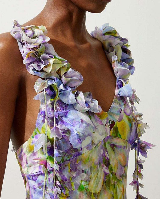 Wisteria- the Purple Floral Print One Piece Swimsuit and/or Skirt