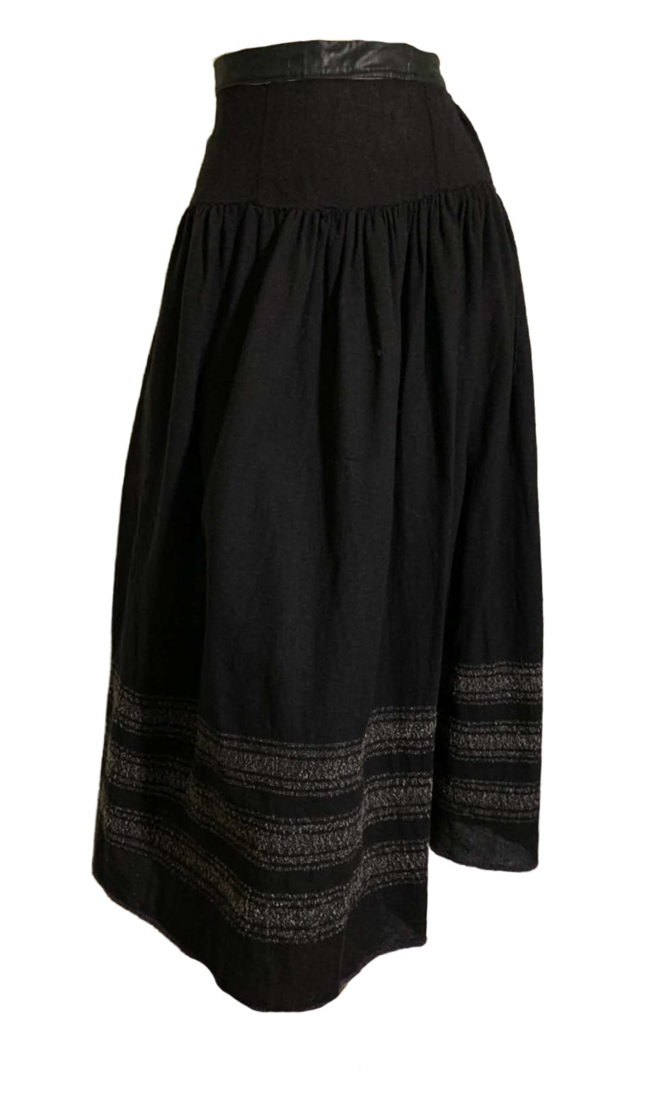 Black and Grey Wool Striped Hem circa 1910s