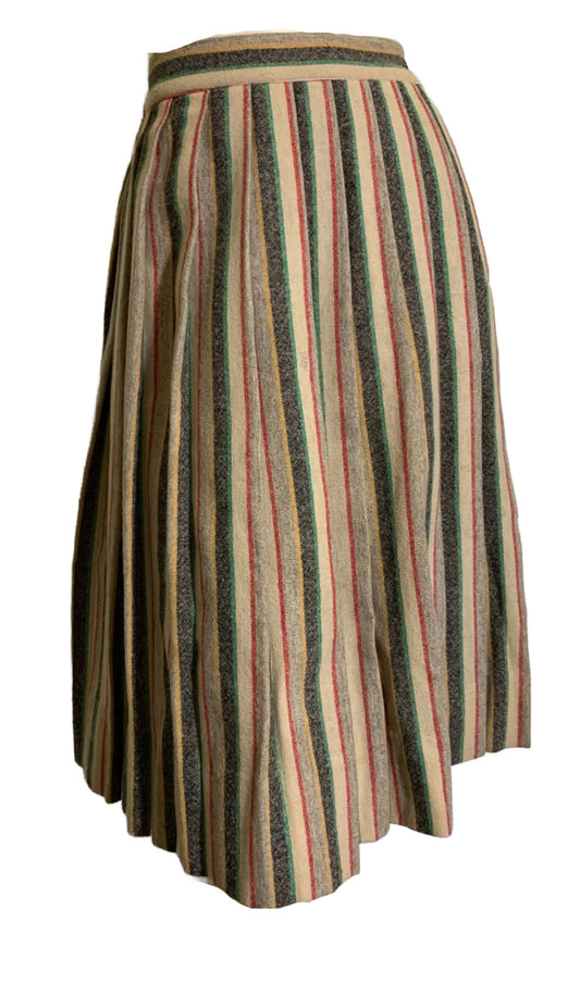 Preppy Striped Wool Bobby Soxer Skirt circa 1940s