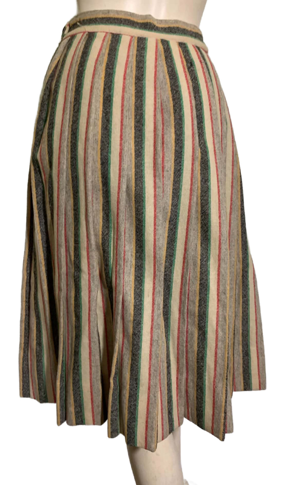 Preppy Striped Wool Bobby Soxer Skirt circa 1940s