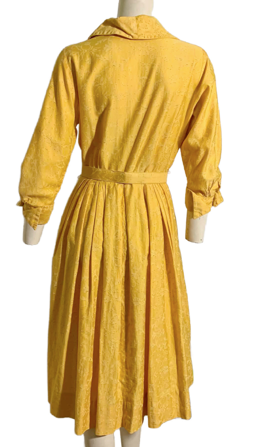 The Yellow Wallpaper Filigree Design Silk Shirtwaist Dress circa 1960s